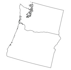 Map of the US states with districts. Map of the U.S. state of Washington,Oregon