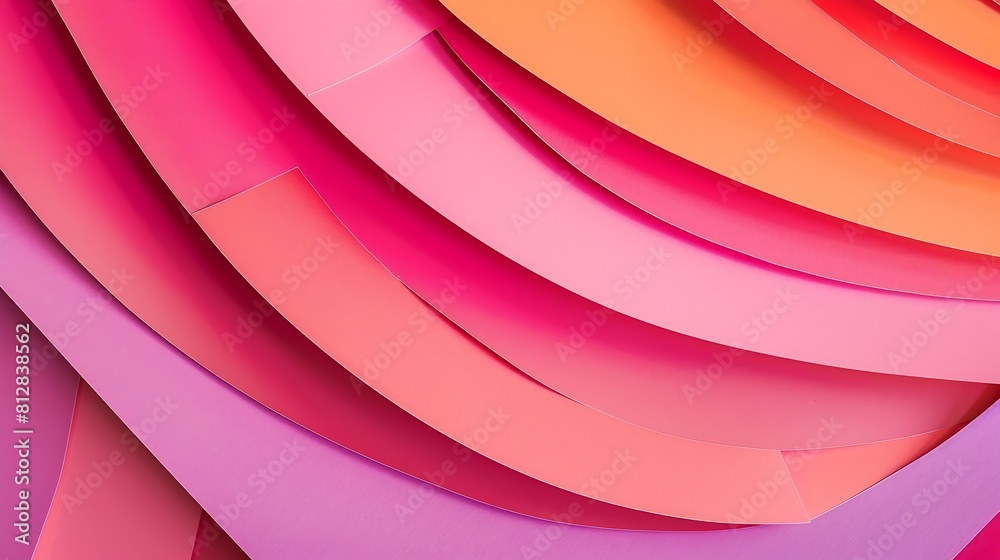 Poster Abstract colored paper texture background Minimal paper cut style composition with layers of geometric shapes and lines in viva magenta colors Top view : Generative AI