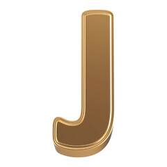 Golden 3D Font Letter J uppercase