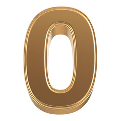 Gold 3D Number 0