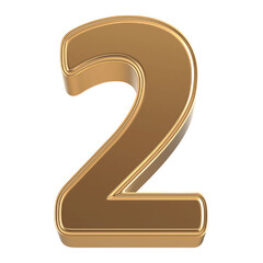 Gold 3D Number 2