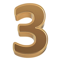 Gold 3D Number 3