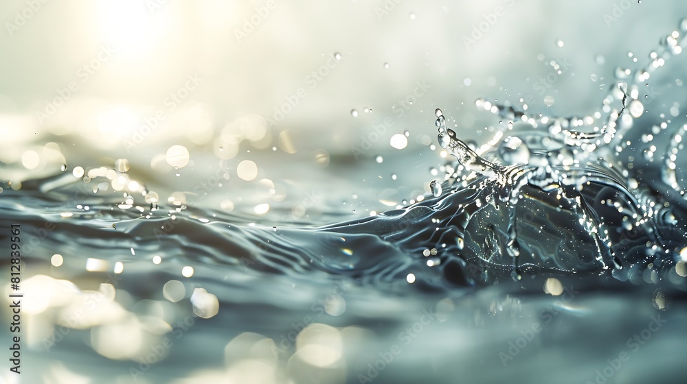 Leinwandbilder blurred desaturated transparent clear calm water surface texture with splashes and bubbles trendy ab