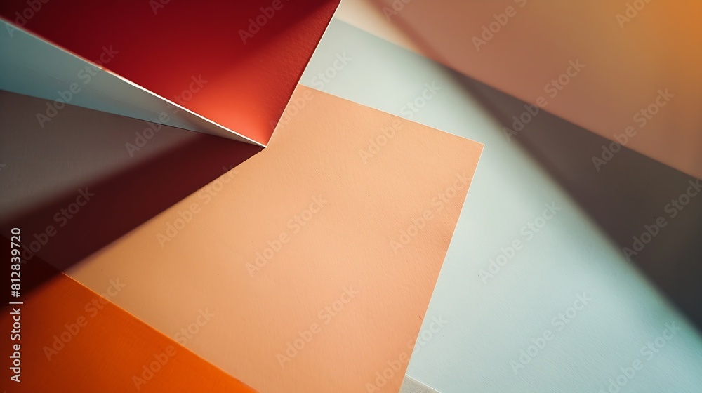 Aufkleber from above layout of colorful cardboard sheets in brown and grey shades : generative ai
