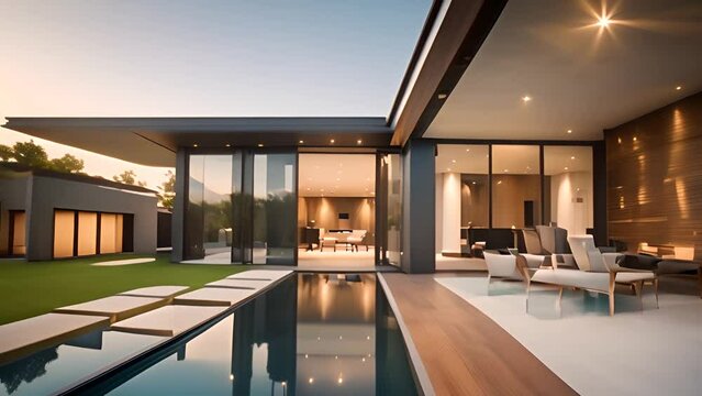 Modern House With Swimming Pool Generative AI