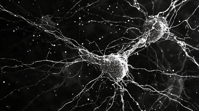 Signal transmitting neuron or nerve cell- 3d illustration