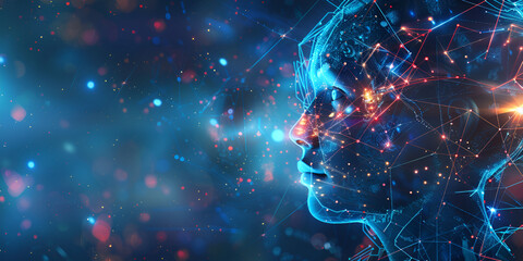 Human face psychic scanner concept with bokeh background