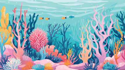 Coral ocean or sea reef square decorative backgroun