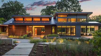 Fototapeta premium Healthy Homes: Showcase energy-efficient homes and green building designs that prioritize indoor air quality, occupant comfort, and sustainability 