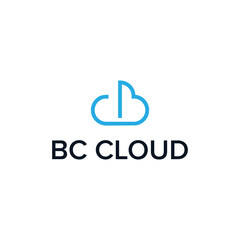 BC cloud simple sleek creative modern geometric logo design vector