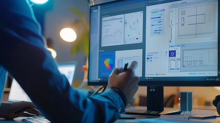 Team of Creative Web Graphic Designer planning drawing website ux app for mobile phone application and development template layout process to developing prototype wireframe User experi : Generative AI