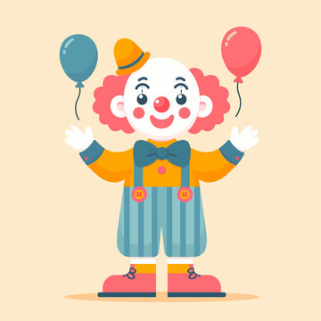 Clown with balloons vector illustration