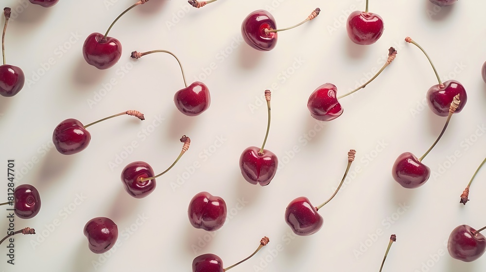 Aufkleber Creative layout made of cherry on the white background Flat lay Macro concept : Generative AI