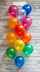 free space on the upper corner for title banner with a colorful balloons - obrazy, fototapety, plakaty