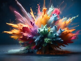 Explosion_splash_of_colorful_powder_with_free - obrazy, fototapety, plakaty