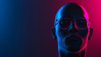 Abstract dark man head space outline with empty mock up place Brainstorm and layout concept : Generative AI