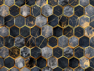 Marble hexagon pattern, vector texture design  