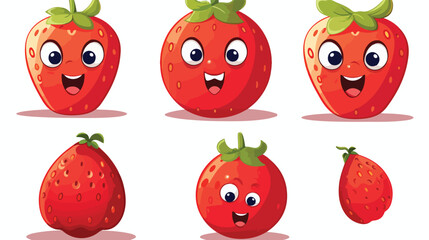 Cute and funny comic style garden strawberry charac