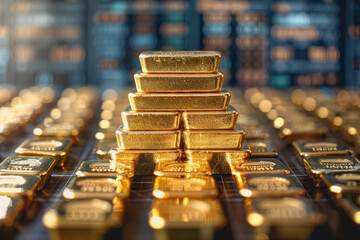 business market setting, symbolizing financial gold stock and global market dynamics