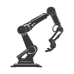 Silhouette industrial robotic arm black color only