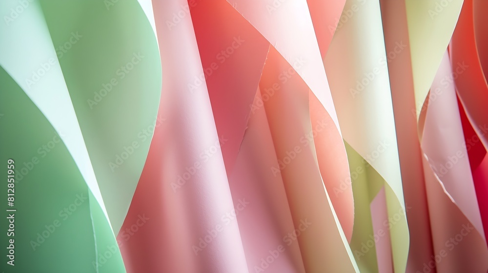 Aufkleber layout of colorful carton sheets in pink and green shades : generative ai