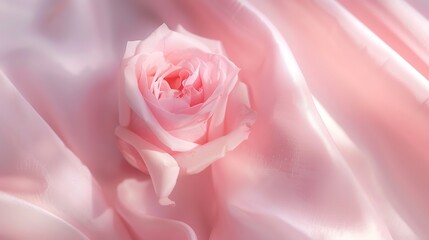 Romantic pastel pink composition Satin curtain and rose flower Suitable for Product Display and Business Concept Modern aesthetic : Generative AI