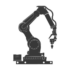 Silhouette industrial robotic arm black color only