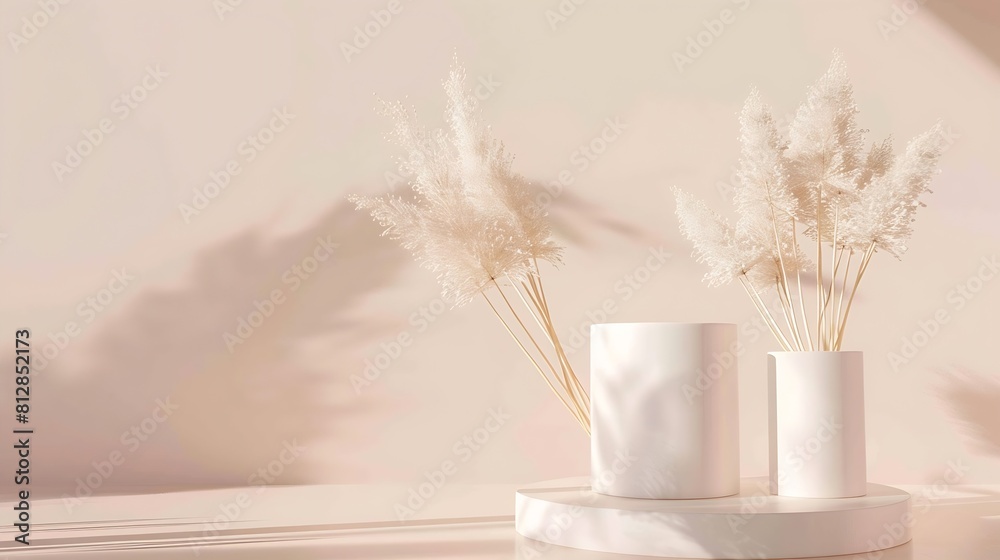 Fototapete podium for cosmetic product presentation abstract minimal geometrical form cylinder podium with dry 