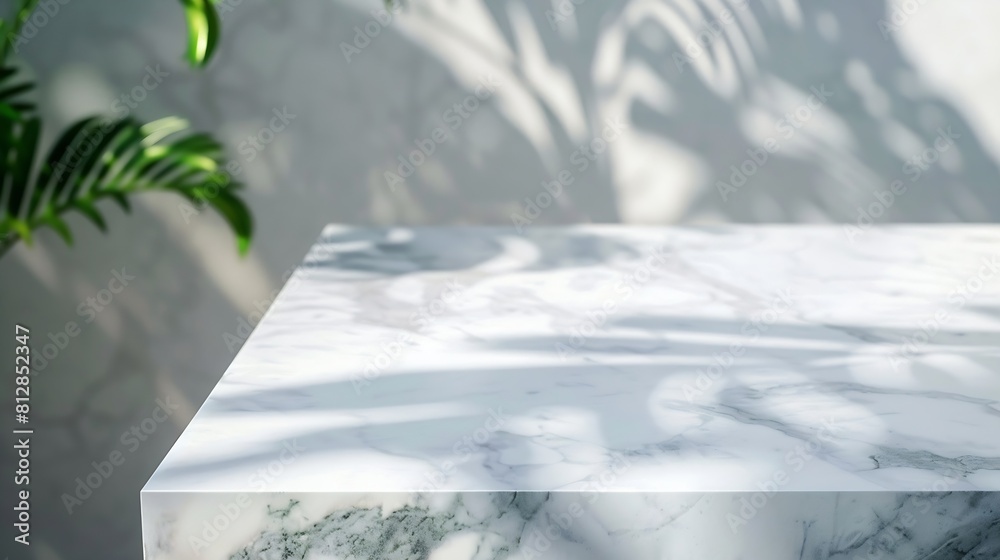 Poster Marble counter table top in bath room background can be used mock up for montage products display or design layout : Generative AI