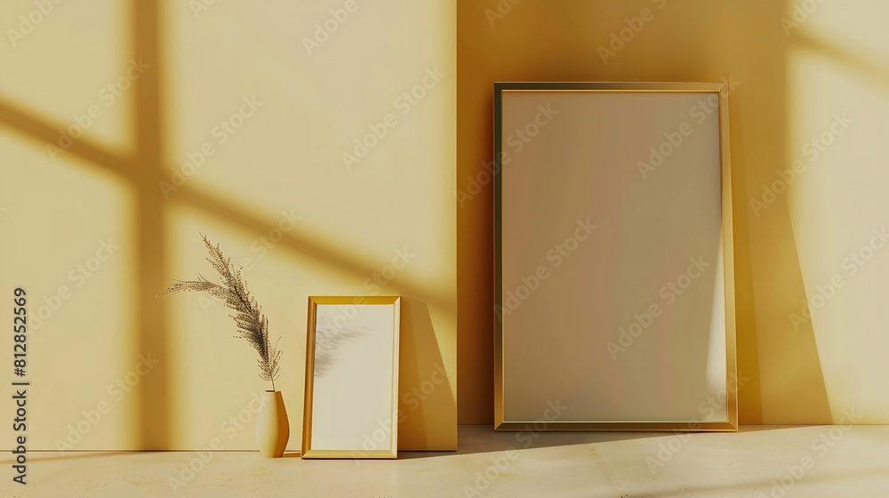 Poster The layout of the frame is 3x4 30x40 Layout with one gold frame Clean modern minimalistic bright Portrait Vertical : Generative AI