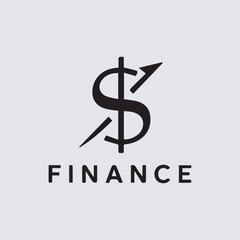 Finance logo design letters and dollar signs used for business finance and investment.