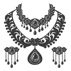 Obraz premium Silhouette jewelry and accessories for women black color only