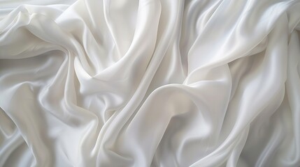 Fototapeta premium Abstract White Satin Silky Cloth for background Fabric Textile Drape with Crease Wavy Foldswith soft waveswaving in the wind : Generative AI