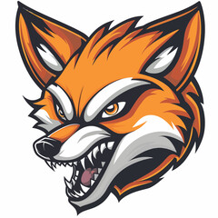 Graphics of angry fox in sports graphic logo