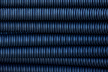 Abstract background of blue corrugated plastic pipes