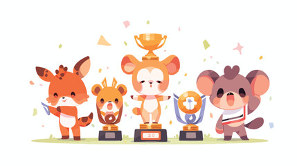 Cute little animal characters champions winners hol