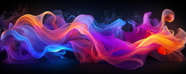 Generate an artwork with fluid neon structures, avoiding any blurs or smudges, in high definition to enhance a sophisticated and forward thinking aesthetic.