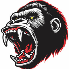 Graphics of angry Gorilla in sports graphic logo