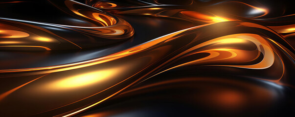 Glowing golden lines flow through a futuristic void, a clean dynamic background with high contrast, free of spots and imperfections for clarity.