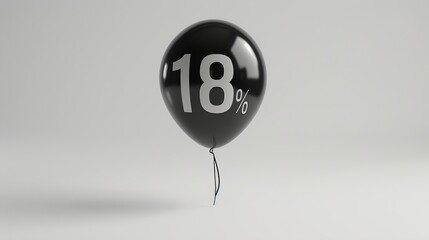 Black Friday sale with percent in black glossy balloon minimal on white background minimalist poster 3d rendering : Generative AI