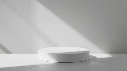 Abstract empty white podium on grey background Mock up stand for product presentation 3D Render Minimal concept Advertising template : Generative AI