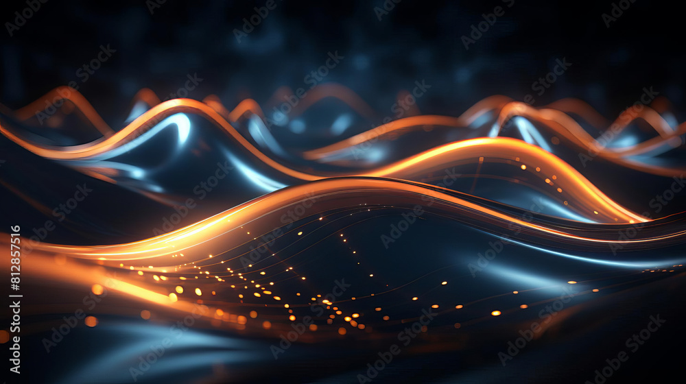 Wall mural the image feature a glowing, liquid-like substance with vibrant colors and a sense of depth and move