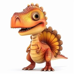 Obraz premium Baby spinosaurus dinosaur on a white background, illustration. 3d-styled cartoon style.