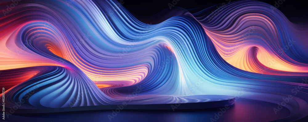 Canvas Prints design a digital masterpiece featuring smooth, rippling forms bathed in neon light, each curve is fr