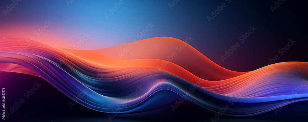 Wall mural fabricate a high resolution, abstract wave form with smooth, flowing neon light streams, no visual n