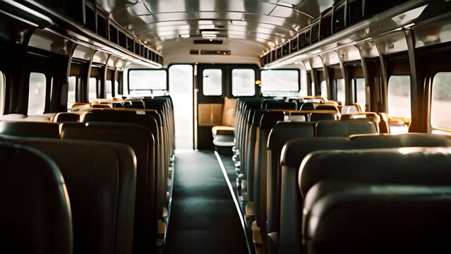 Inside of a Bus With Empty Seats Generative AI
