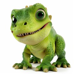 Fototapeta premium Baby dinosaur - iguodon, a white background, illustration. 3d-styled cartoon style.