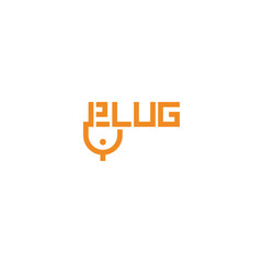 Plug electric typographic letter logo design.