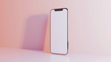 Modern smartphone with a notch on top placed against a pastel background, portraying a sleek and minimalistic design. Created with Generative AI
