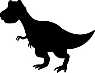 Tyrannosaurus Rex silhouette. Сarnivorous dinosaur. T-rex walking and roaring. Hand drawn vector illustration isolated on white background.
